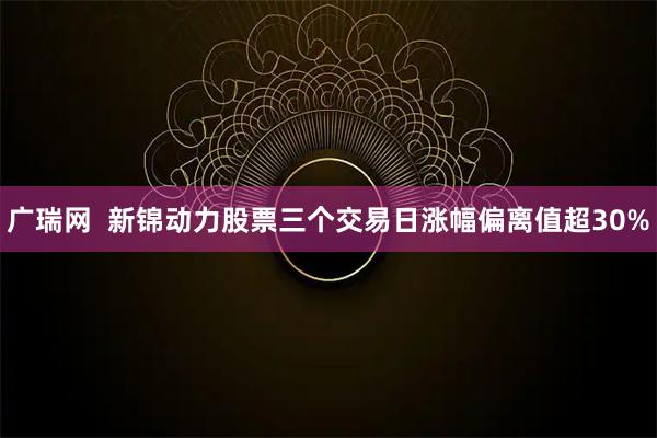广瑞网  新锦动力股票三个交易日涨幅偏离值超30%