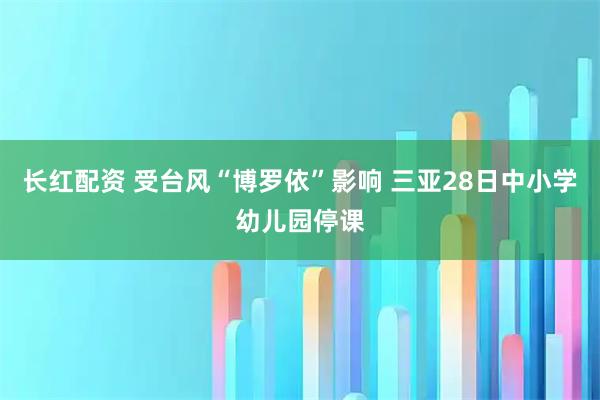 长红配资 受台风“博罗依”影响 三亚28日中小学幼儿园停课
